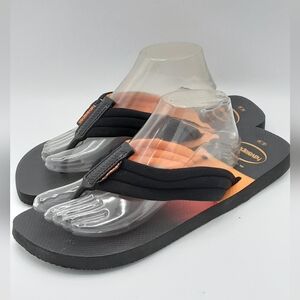 Havaianas Men' Black and Orange Thong Flip-Flop Sandals Size 13.